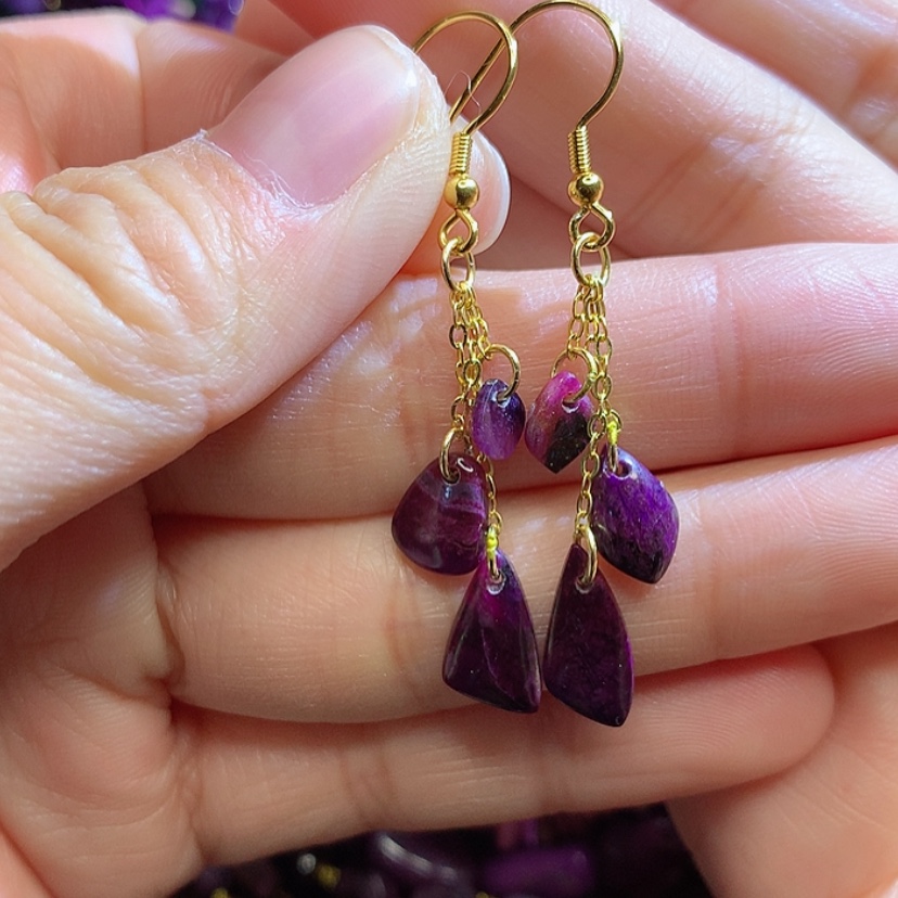 【闪购商品】苏纪石（舒俱来）耳钩银S925镀金镶嵌