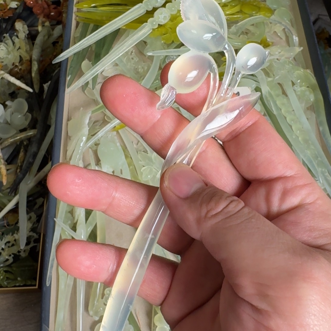 岫玉发饰未镶嵌明君玉簪就是好看