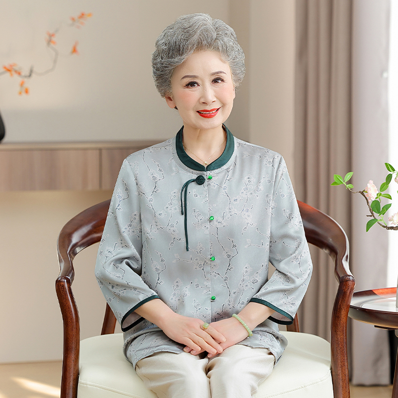 YUZHAOLIN/俞兆林妈妈装夏季大码衬衫上衣中老年衬衫女装奶奶衬衣