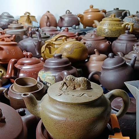 茶壶段泥宜兴原矿段泥柴烧手工蠏壶青300cc紫砂壶