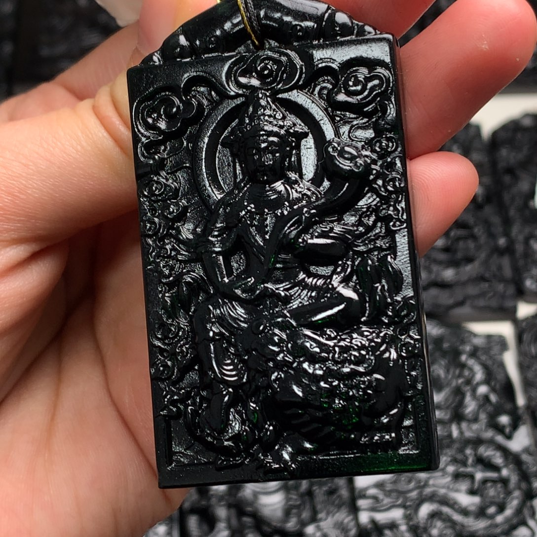 天然缅甸a货钢琴黑挂件