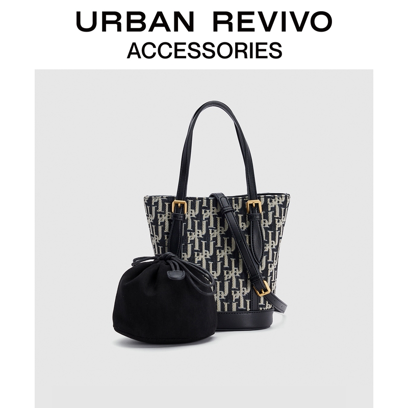 URBAN REVIVO2025秋季新款女士复古老花手提斜挎包UAYB50143+