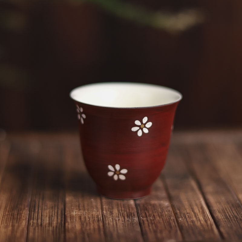 【铜拾社】山楂红碎花铃铛杯60ml（斋居Q4354）