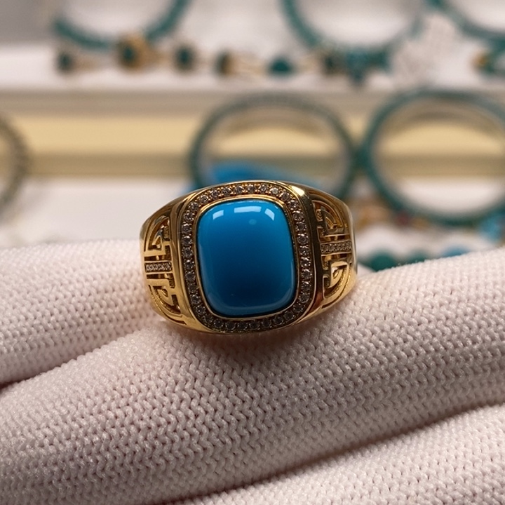 绿松石珠宝奇石18K金镶嵌AA190 