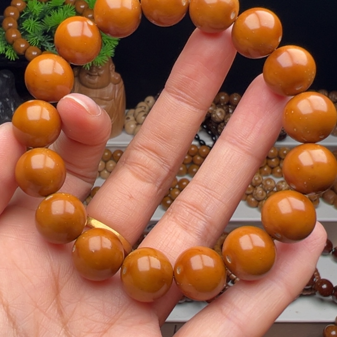 一***阳紫金鼠手串卡13半实心黄皮光珠