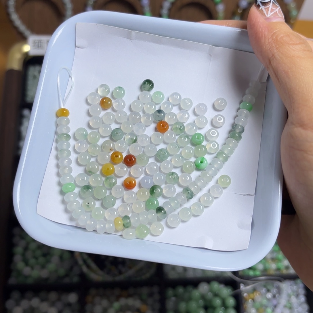 剪***辑翡翠散珠鼓珠多宝色一份定制