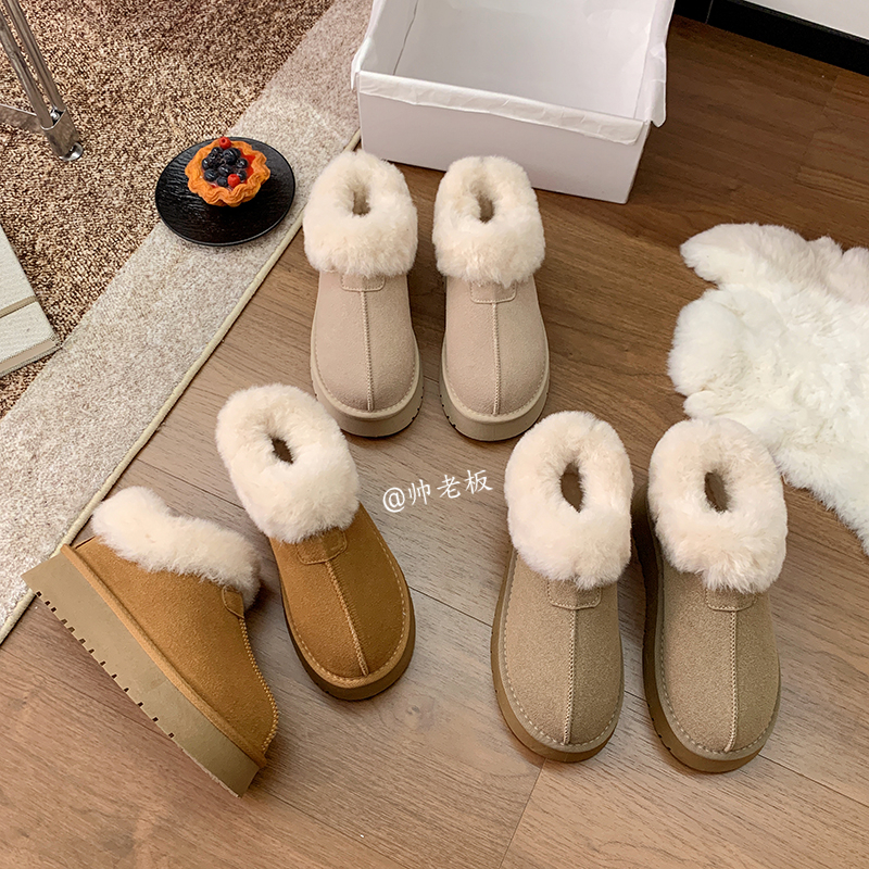 帅老板~2025年增高5cm加绒加厚奶呼呼毛毛一脚蹬雪地靴女