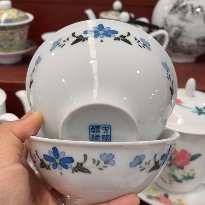 醴陵釉下手绘高温饭碗 两个