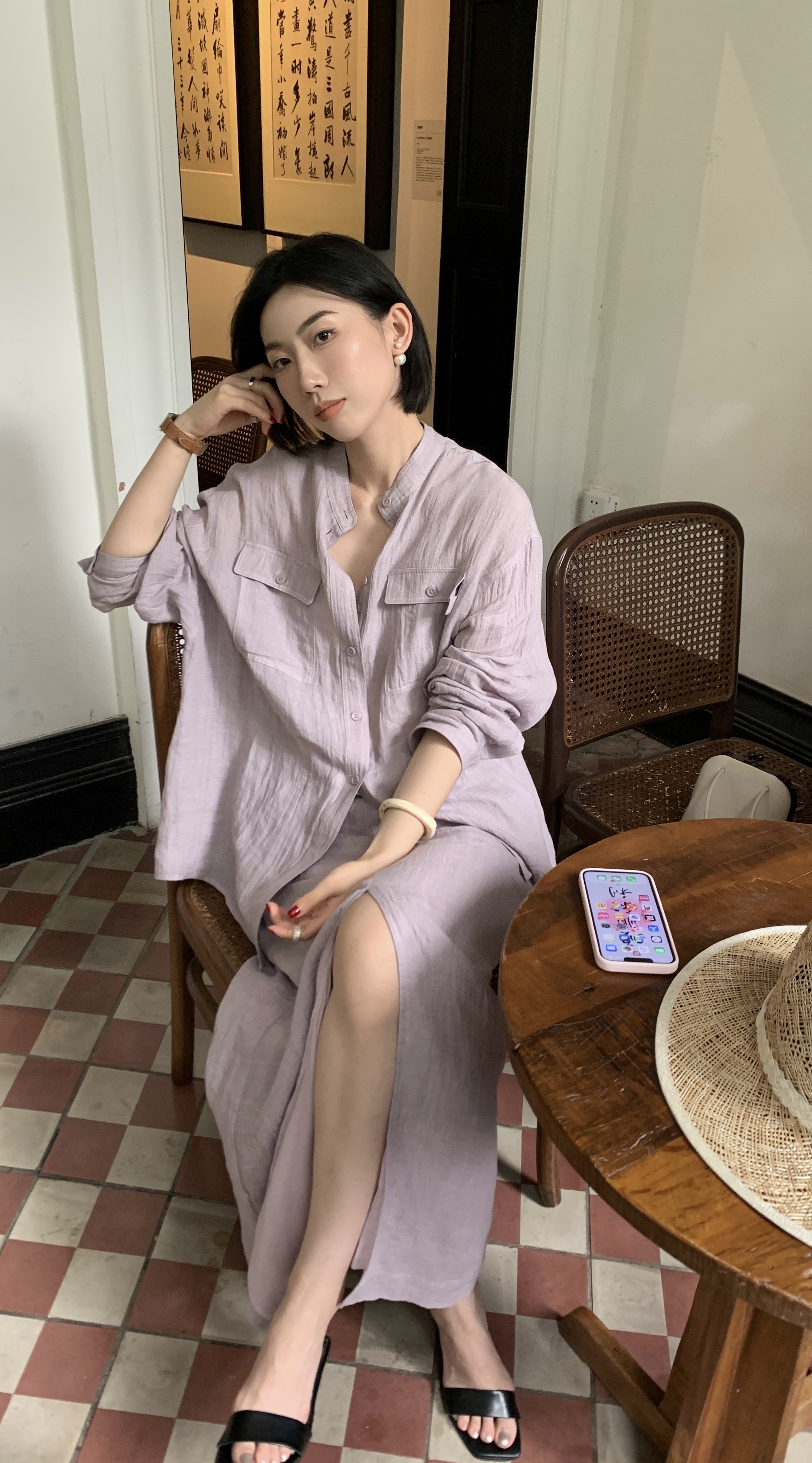 【屁屁专属】苎麻衬衫阔腿裤套装