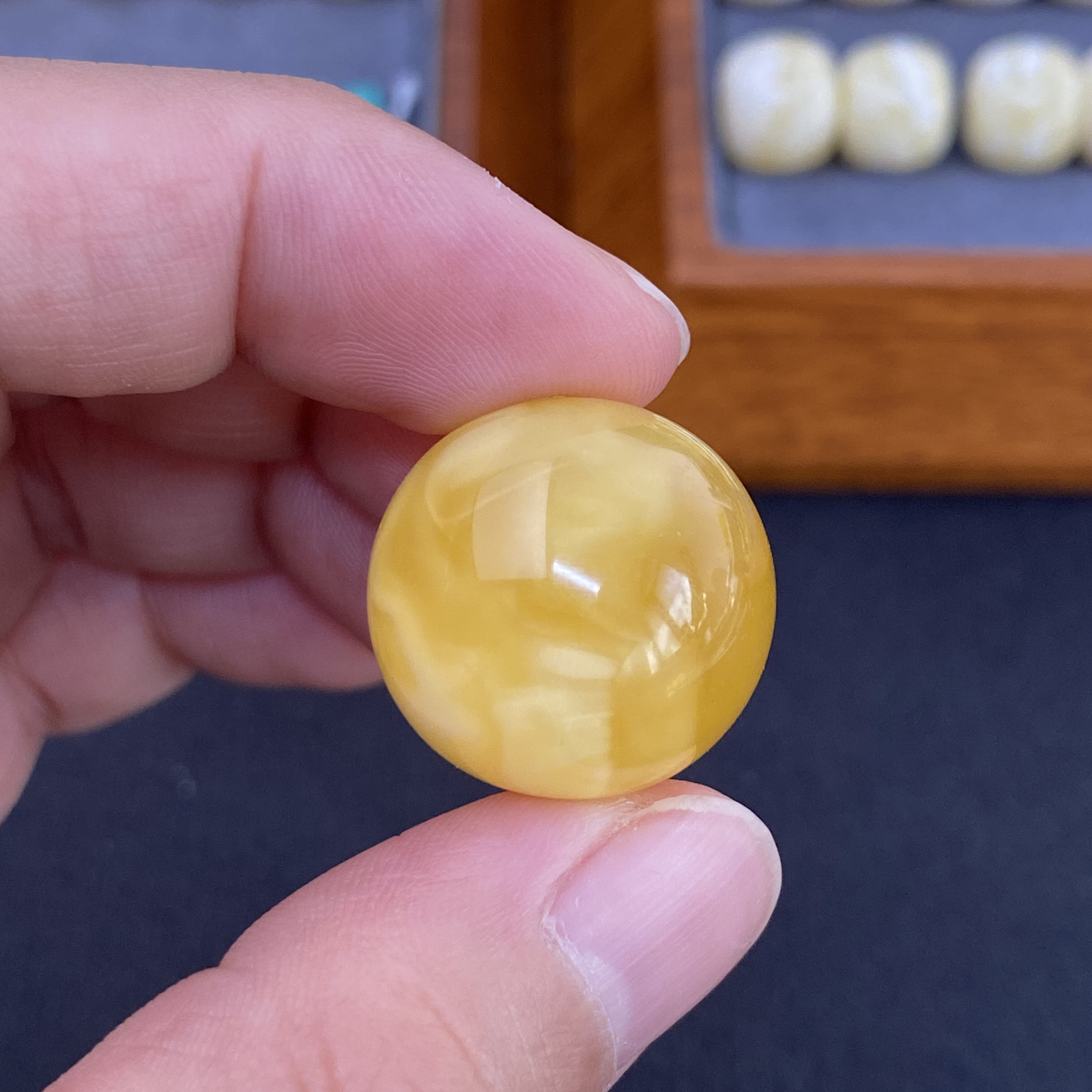 19.8mm大圆珠锁骨珠天然蜜蜡G226猴头星月金刚文玩手串配饰单珠
