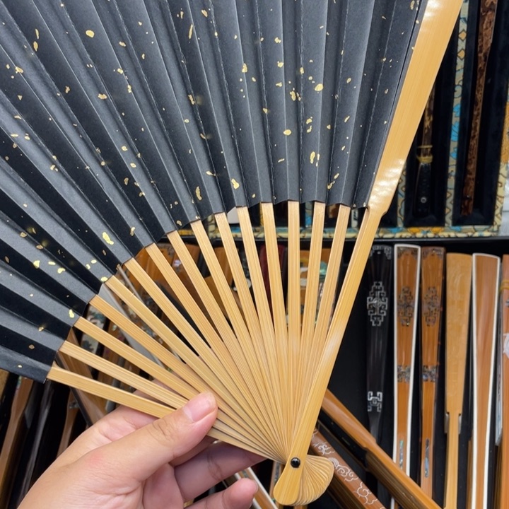 扇子黑撒金18方玉竹啦啦啦