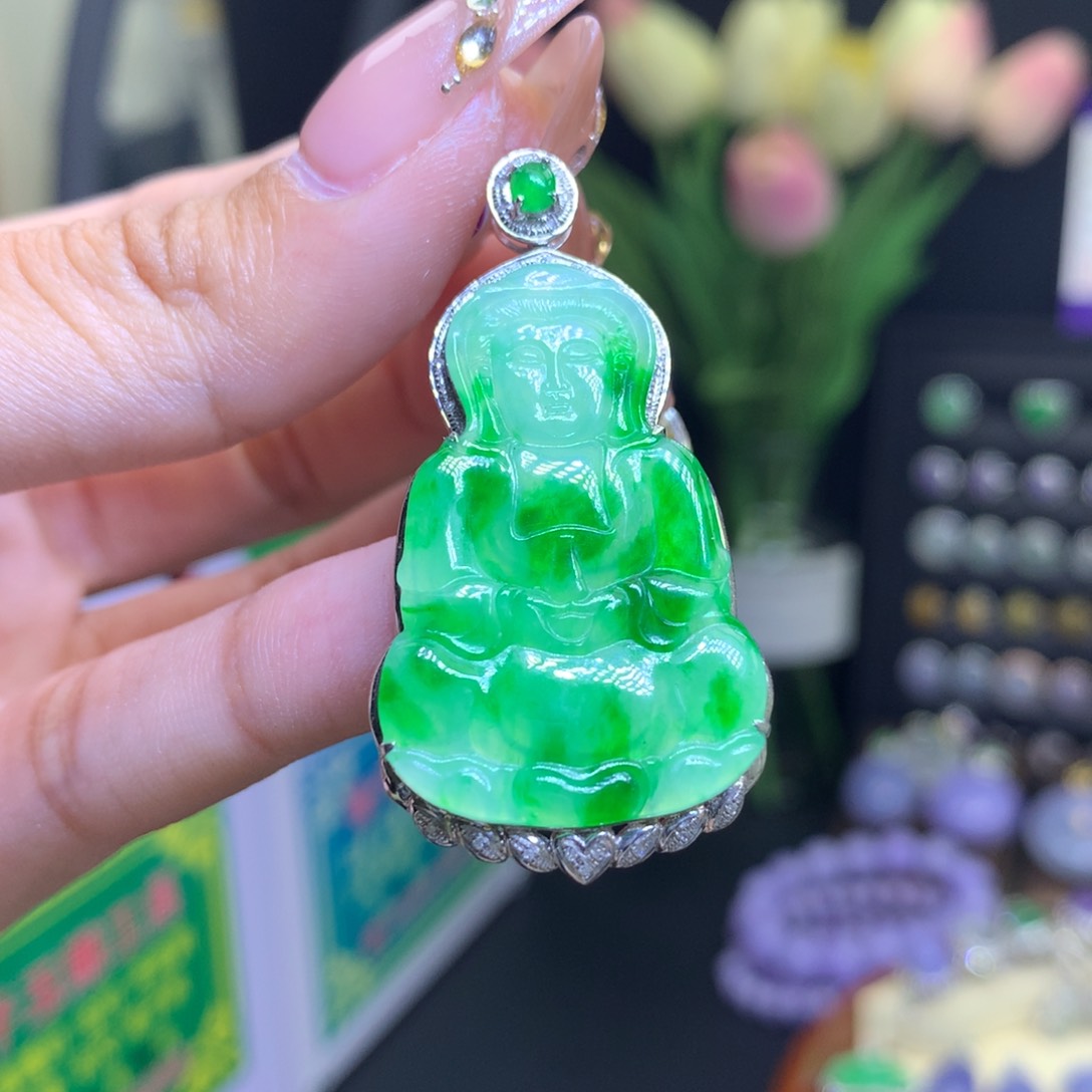 翡翠颈饰18K金镶嵌天然