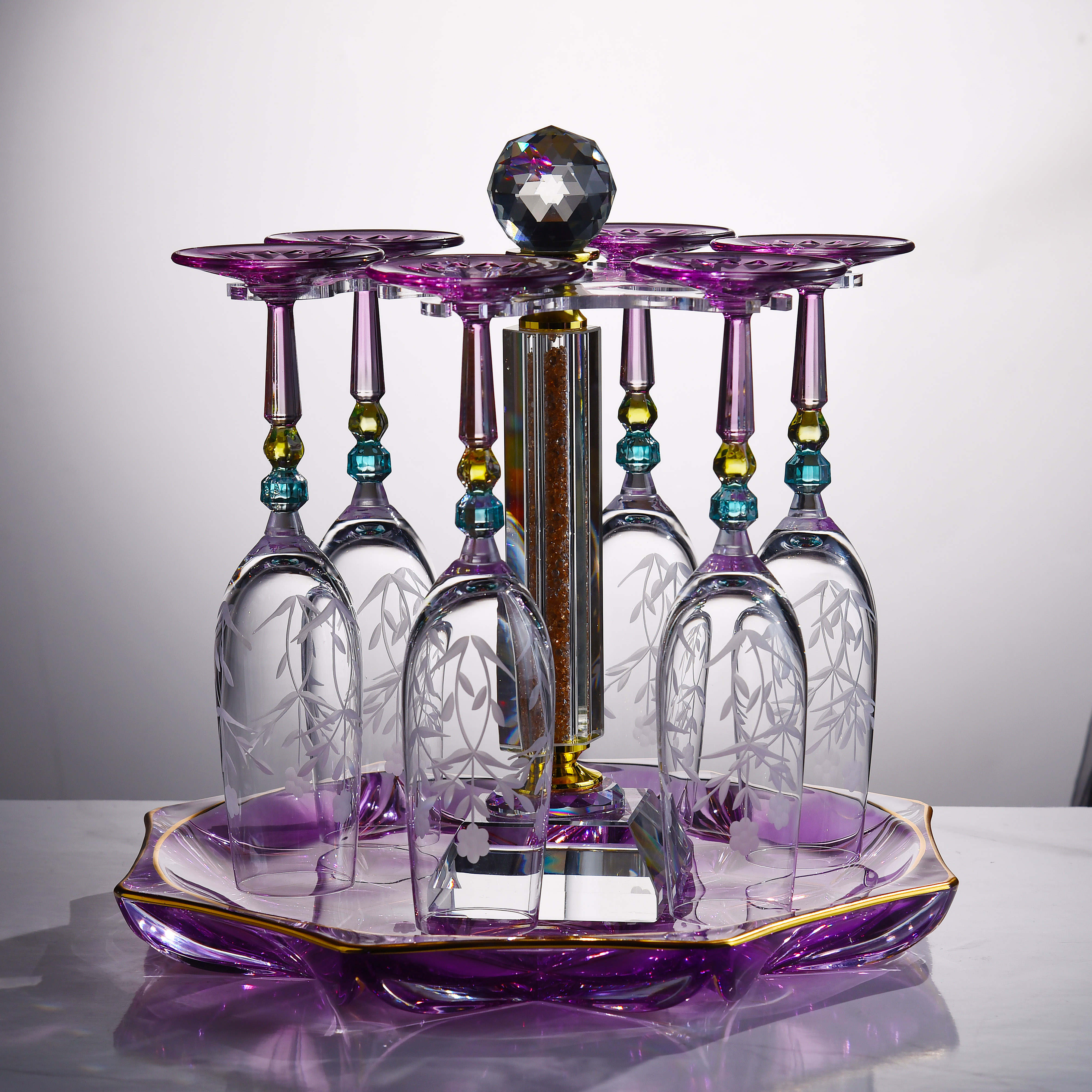 【金像】彩钻系列香槟杯套装 高颜值手工刻花白葡萄酒杯 香槟杯套装