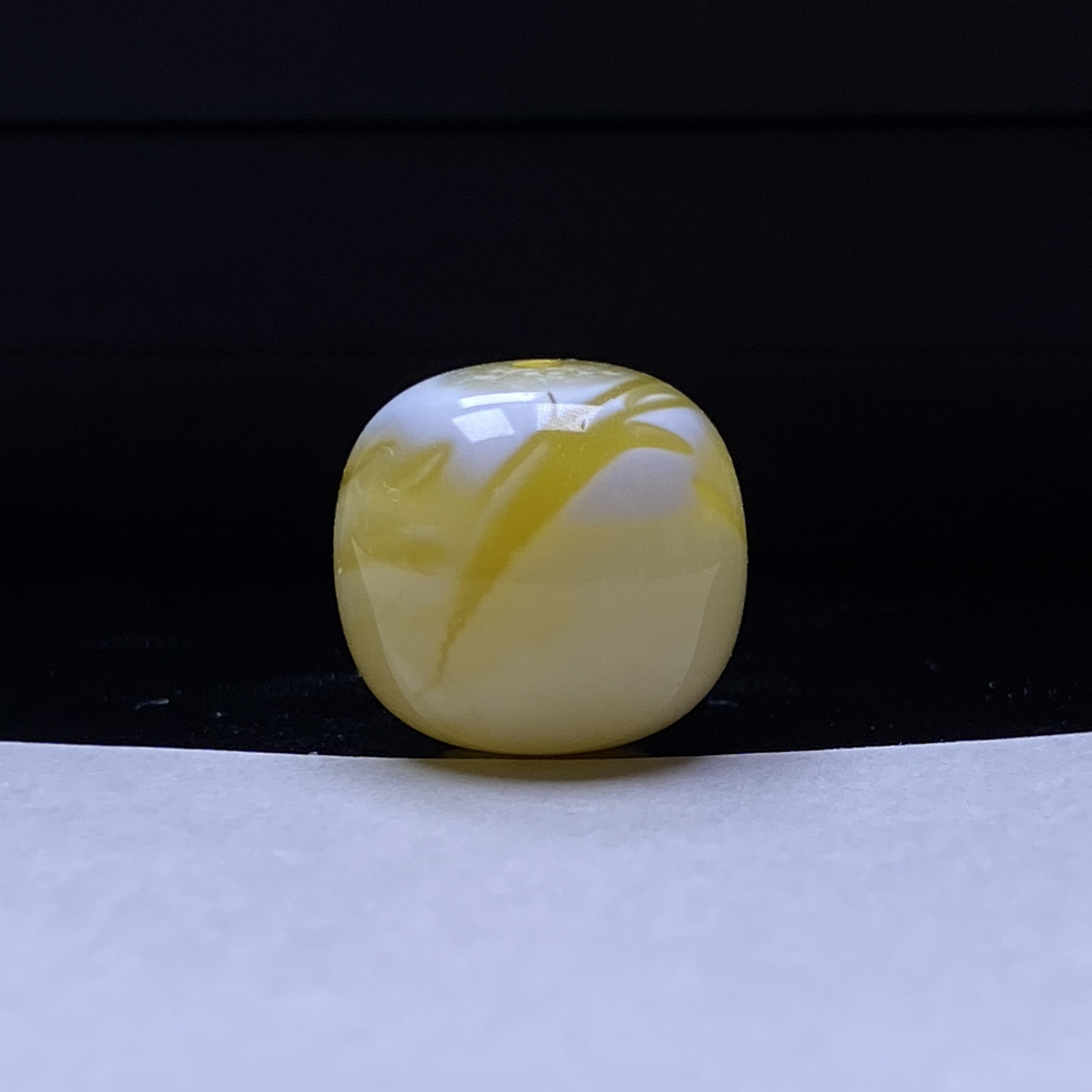 天然原矿蜜蜡金妖漆白花老型文玩配饰14.2mm