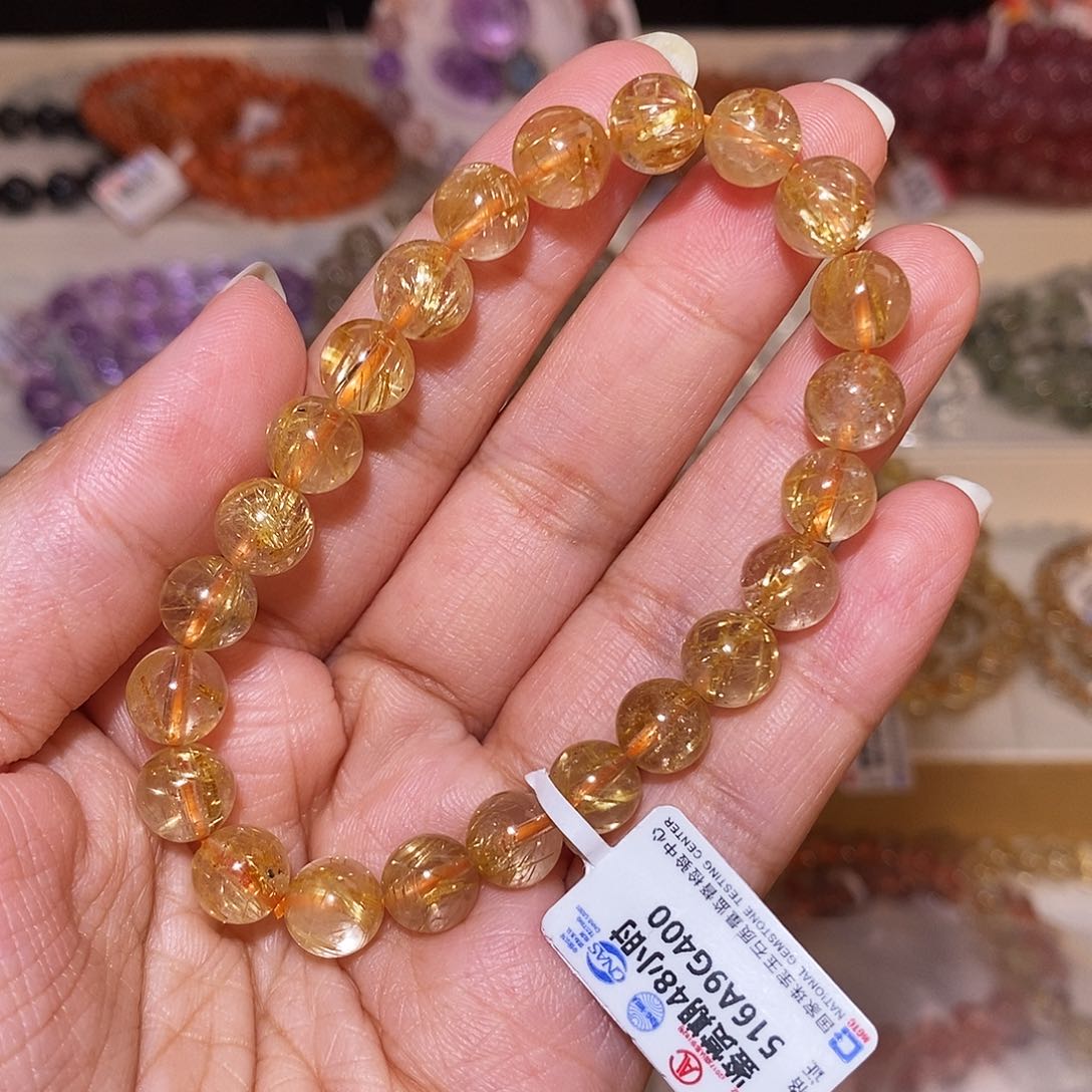 A***i发晶手串未镶嵌金发8m