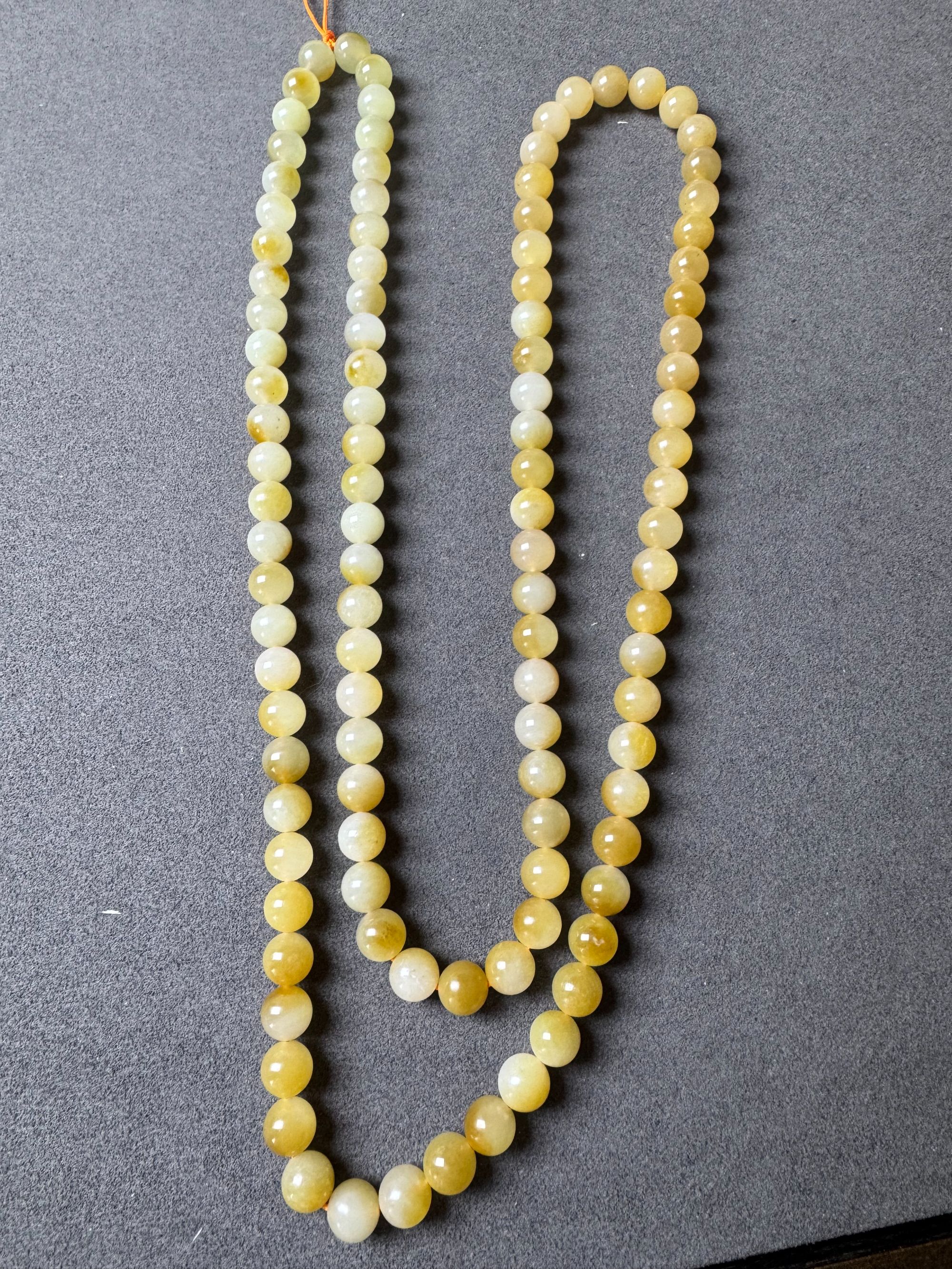 【亦诗】工厂直销和田玉卡8mm108颗金山糖白