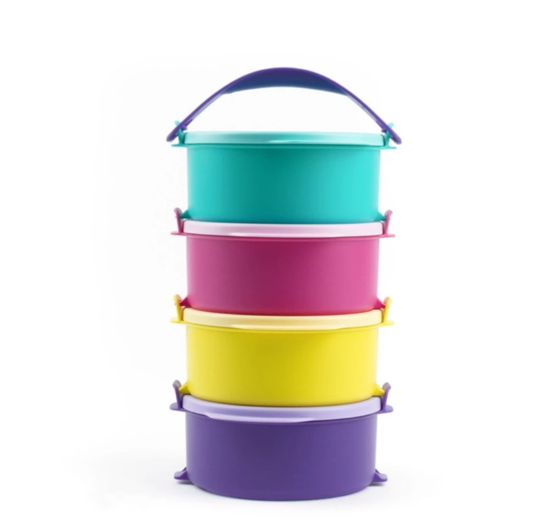 Tupperware/特百惠 550ml可丽便携圆碗4件套正品便当饭盒微波加热