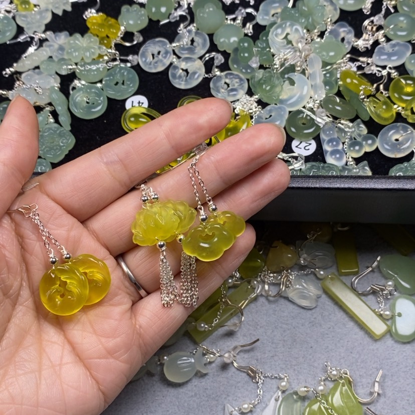 【闪购商品】蛇纹石玉挂件耳饰耳环项链未镶嵌?***?