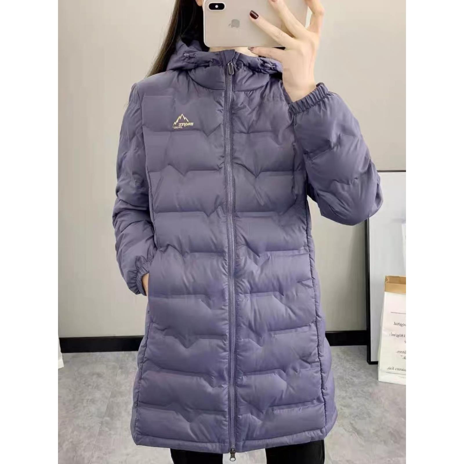 正品斐乐【官方旗舰】中长款羽绒服女90白鸭绒冬季防钻绒连帽加厚保