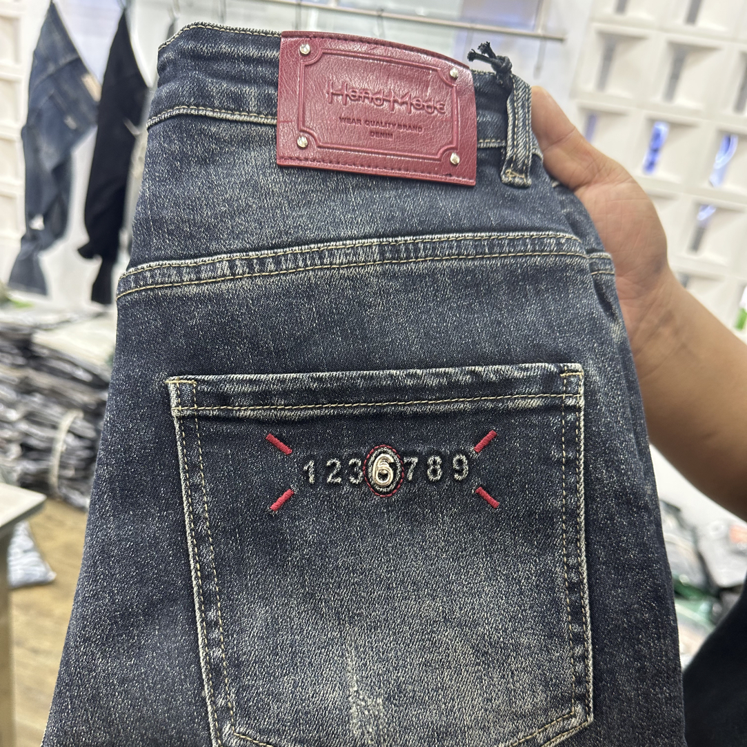 秋季复古长裤水洗赤耳纽扣牛仔裤潮流男装春夏秋冬