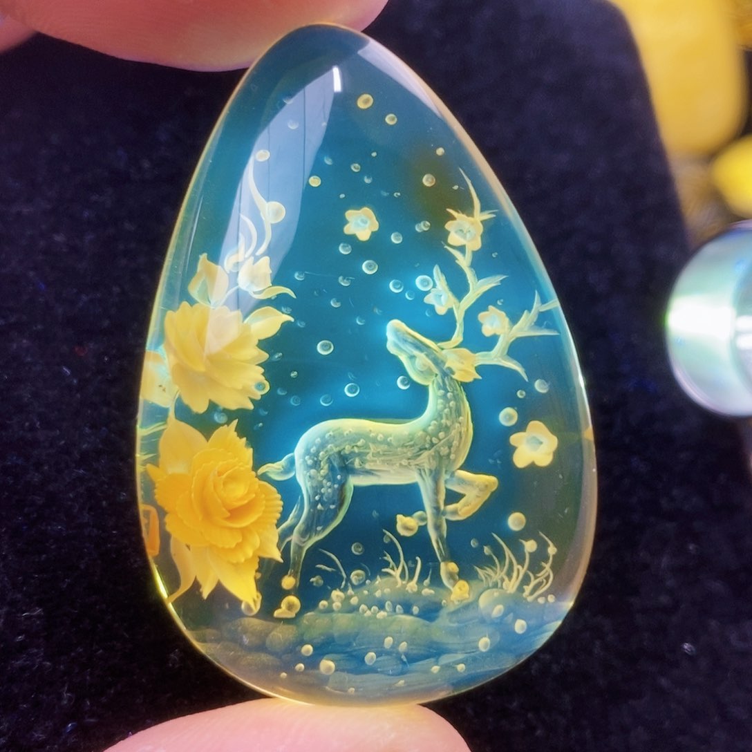 【闪购商品】金珀颈饰未镶嵌琥珀阴雕