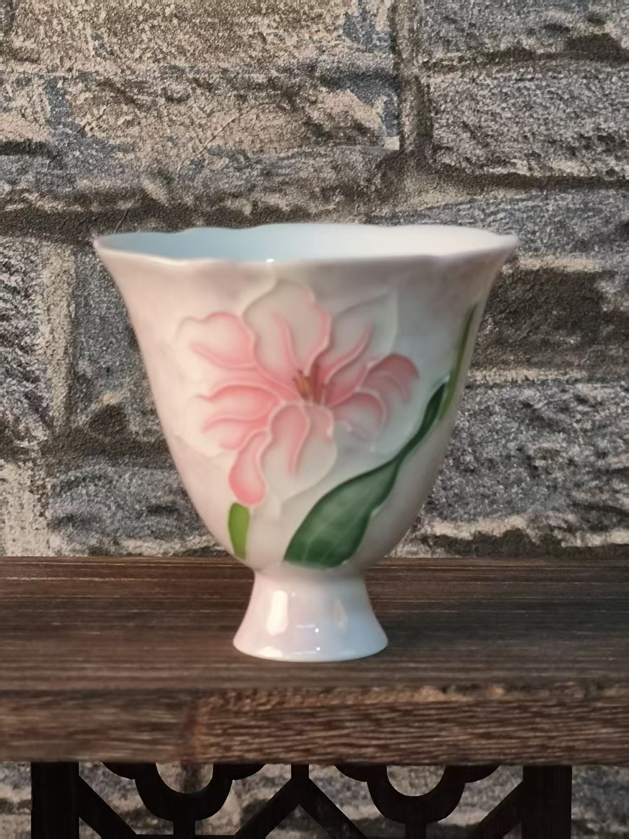 紫百合高足莲花杯