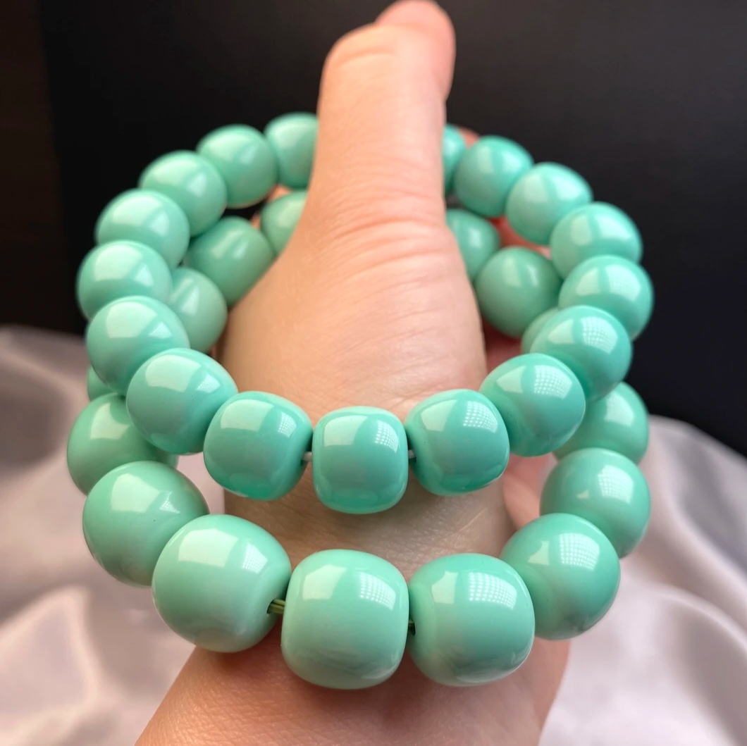 湖北工厂发货松绿色手串配饰款原散珠单圈隔片项链圆（直播间为准）