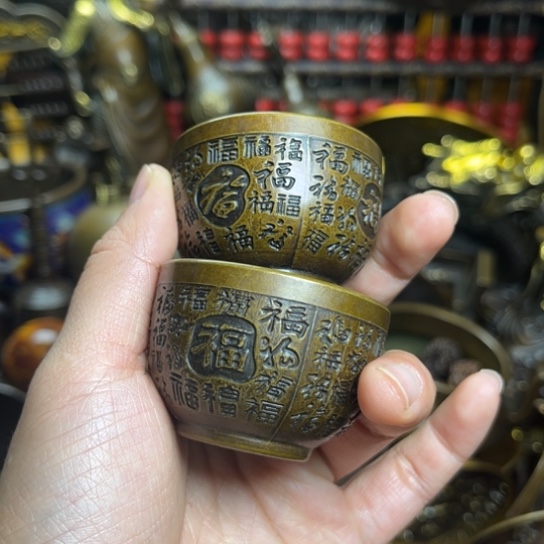 六个精工百福铜杯