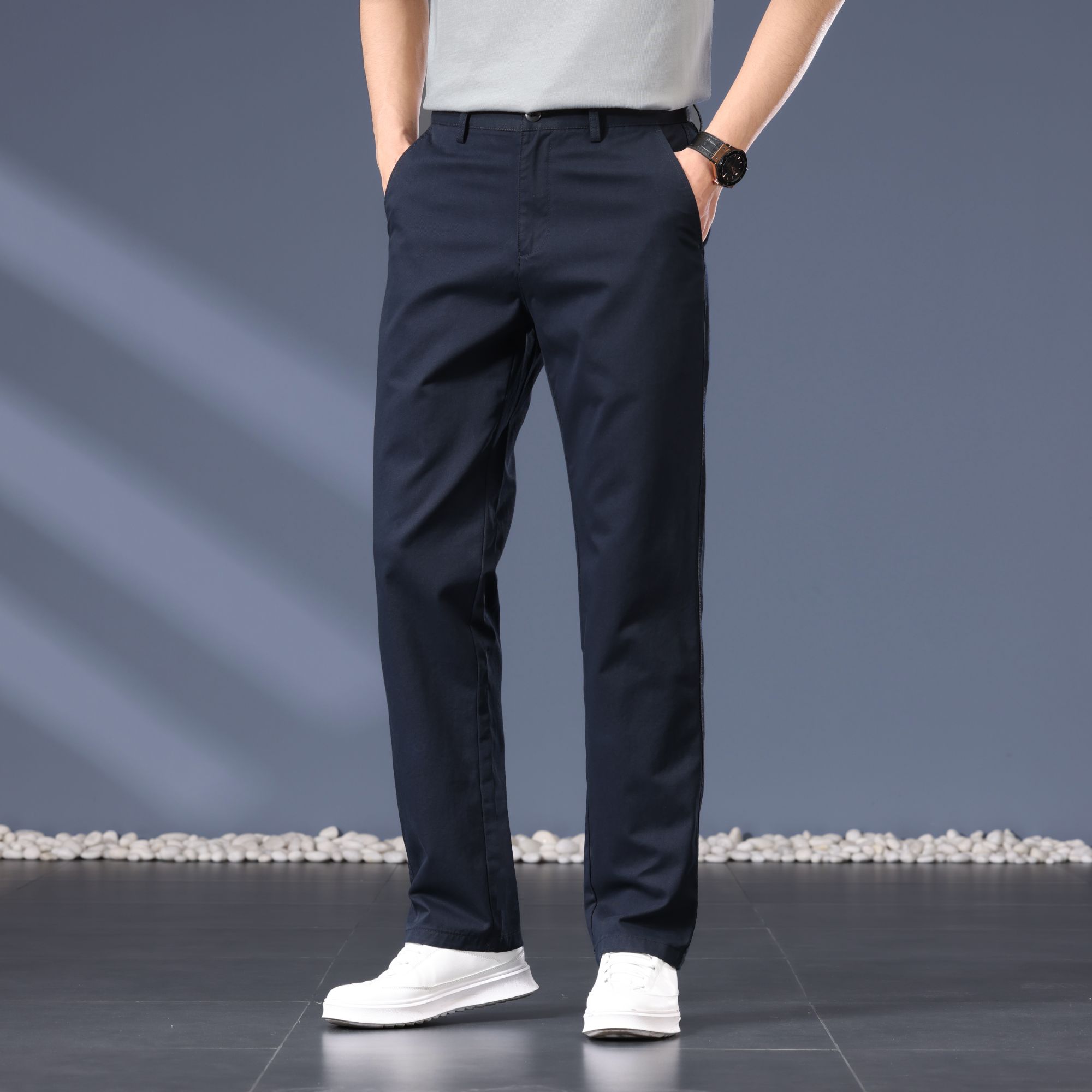 腾派2025夏季新款纯棉休闲裤男士时尚宽松百搭直筒裤工装大码男裤