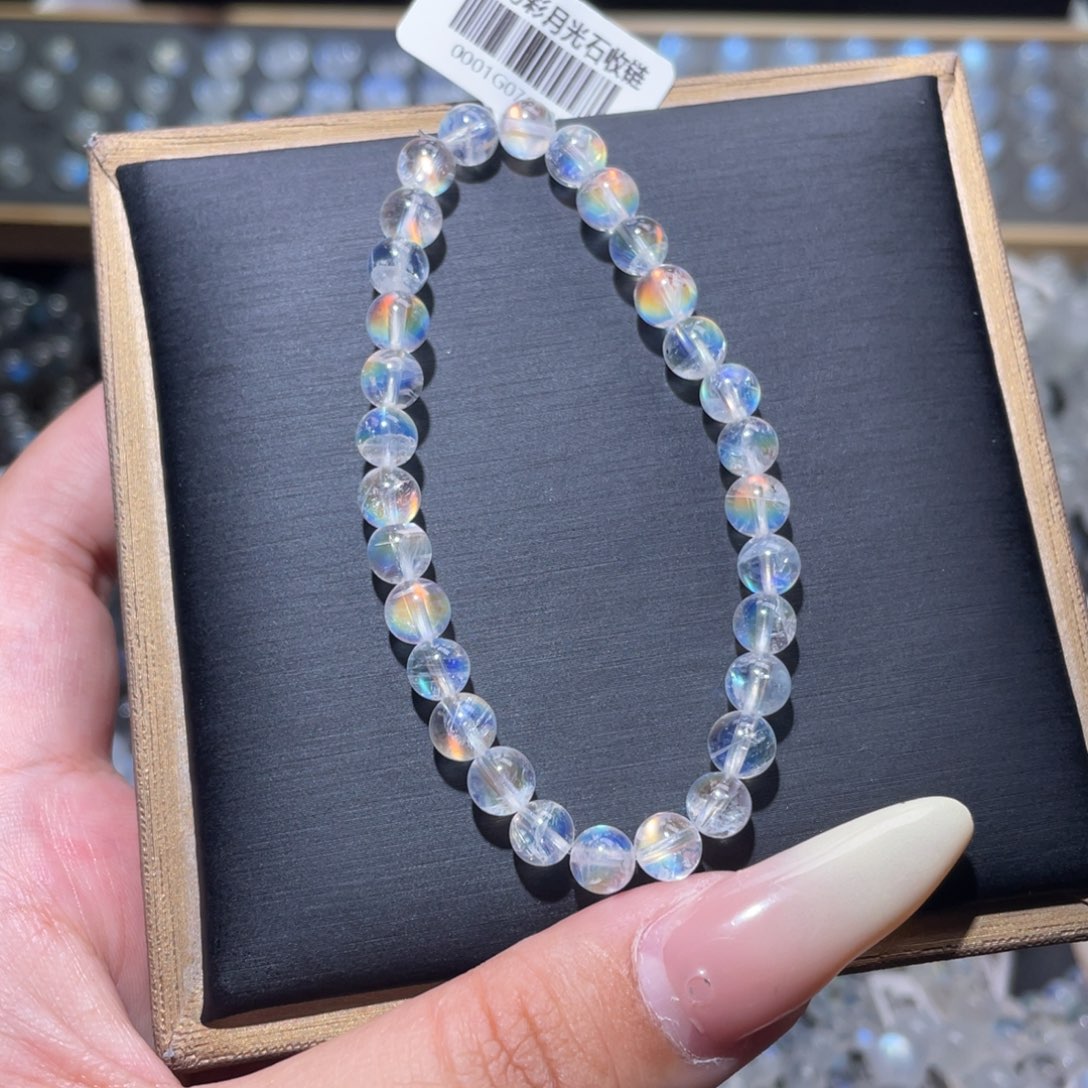 未镶嵌手链长石马岛幻彩月光石手链6mm