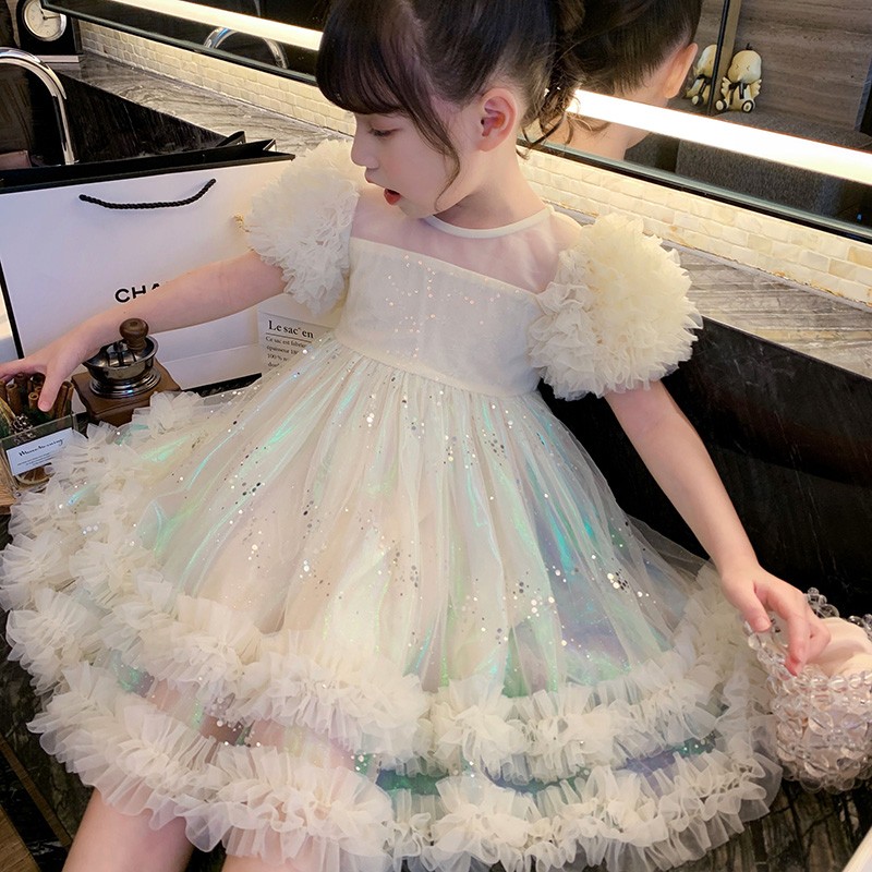 【宠粉浮力】米米哈罗女童人鱼姬夏装蓬蓬纱网纱连衣裙 YH62570