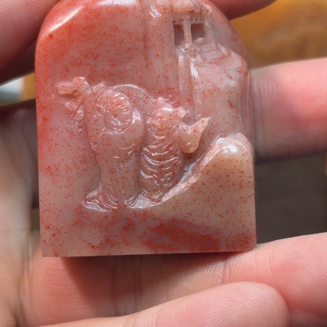 寿山石印石白水桃花3.3/2.9/4.4