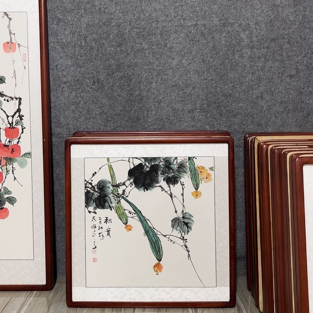 国画书画作品带框63×63