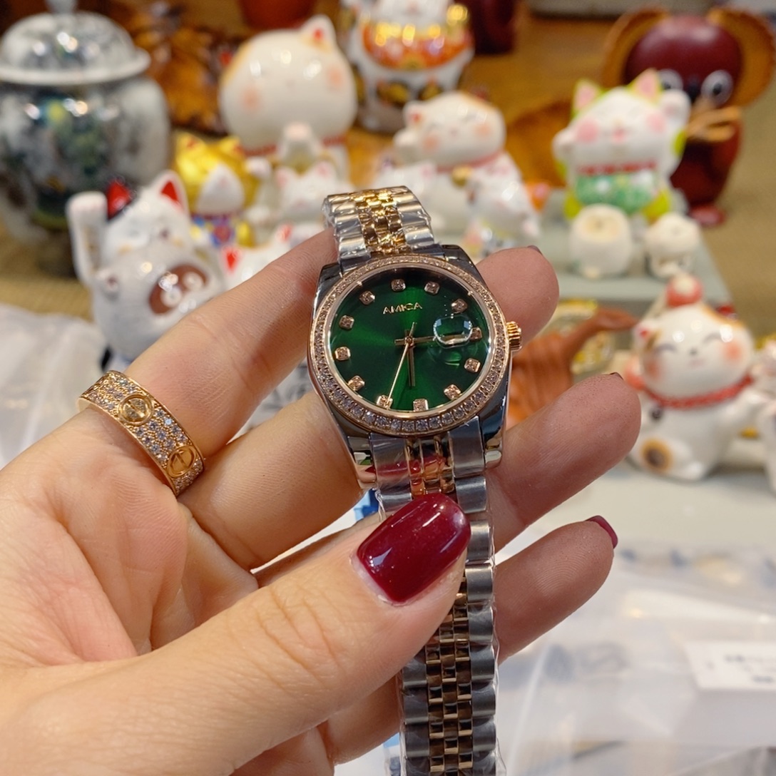 精钢钢石英机芯观兰表
