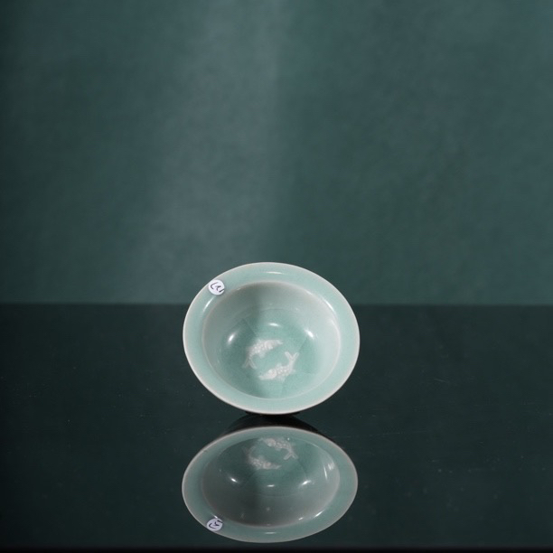 127号创汇时期青釉双鱼杯