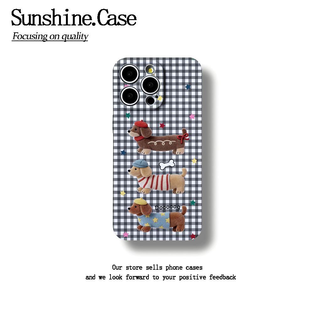 毛绒腊肠狗菲林软壳适用苹果17华为vivo小米oppo一加防摔手机壳