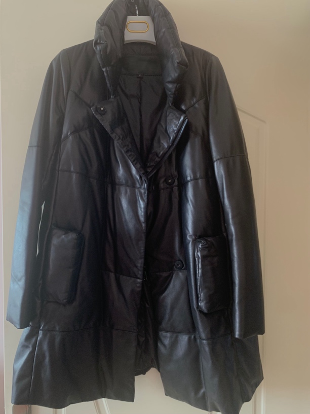 常规长款方领极简风半开领皮衣中长款女士外套