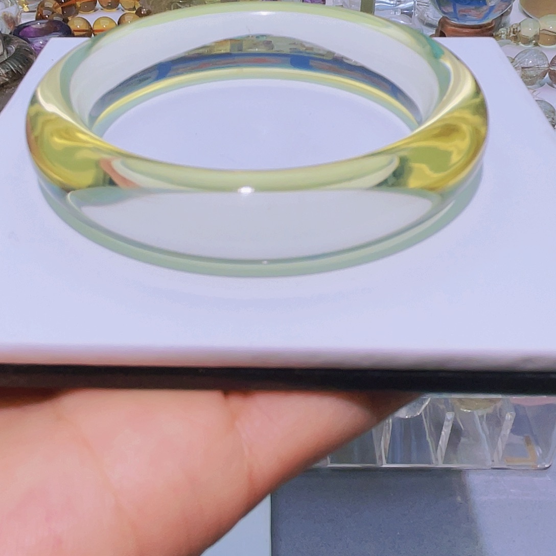 柳***多未镶嵌手镯水晶天然黄水晶冰透全净体毕业级54圈