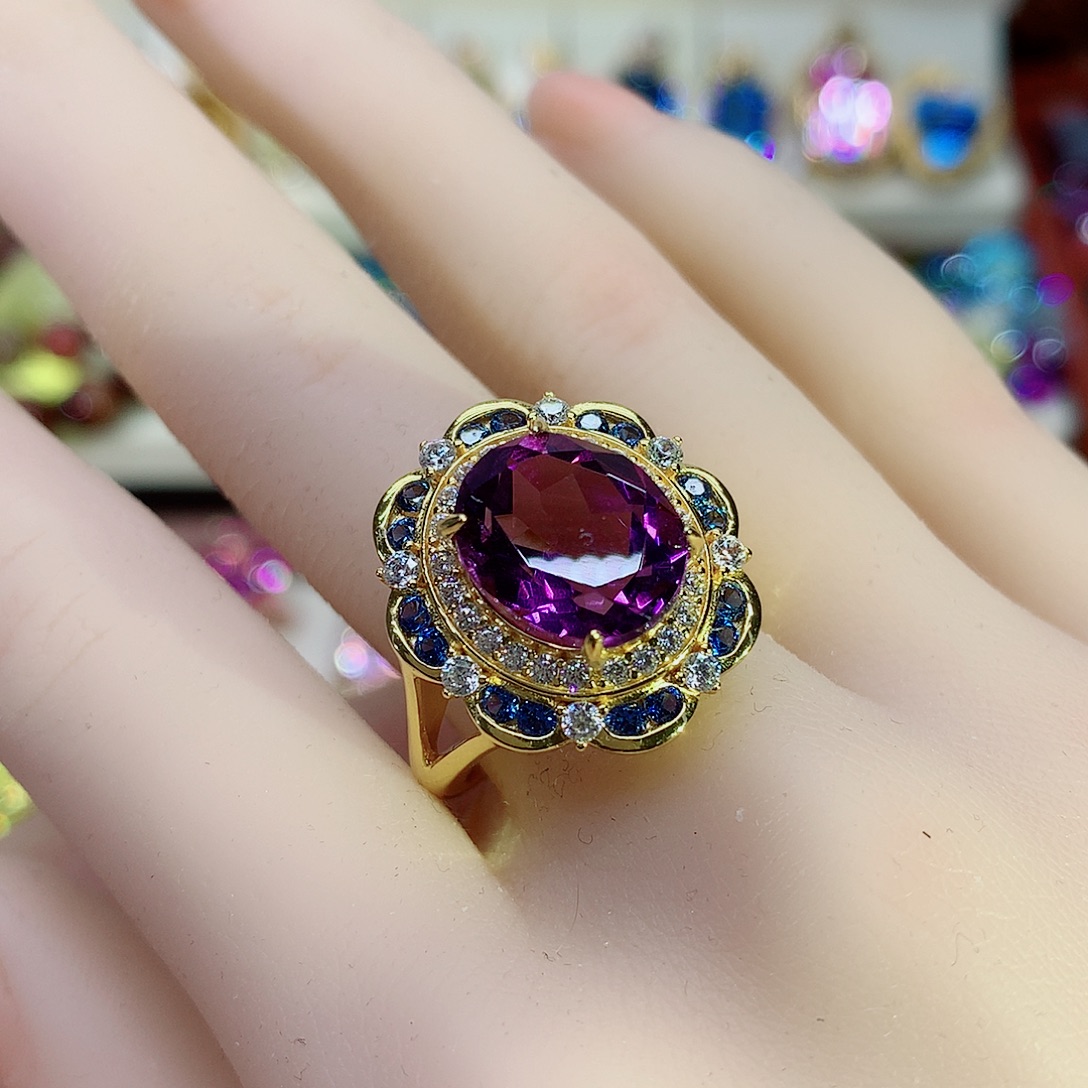 水晶戒指银S925镶嵌