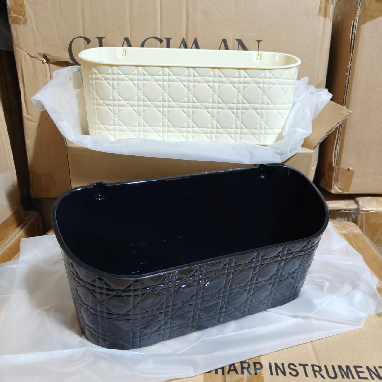 发2套 多用置物篮 (1奶白+1黑色) 环保材质无异味！29*12*14