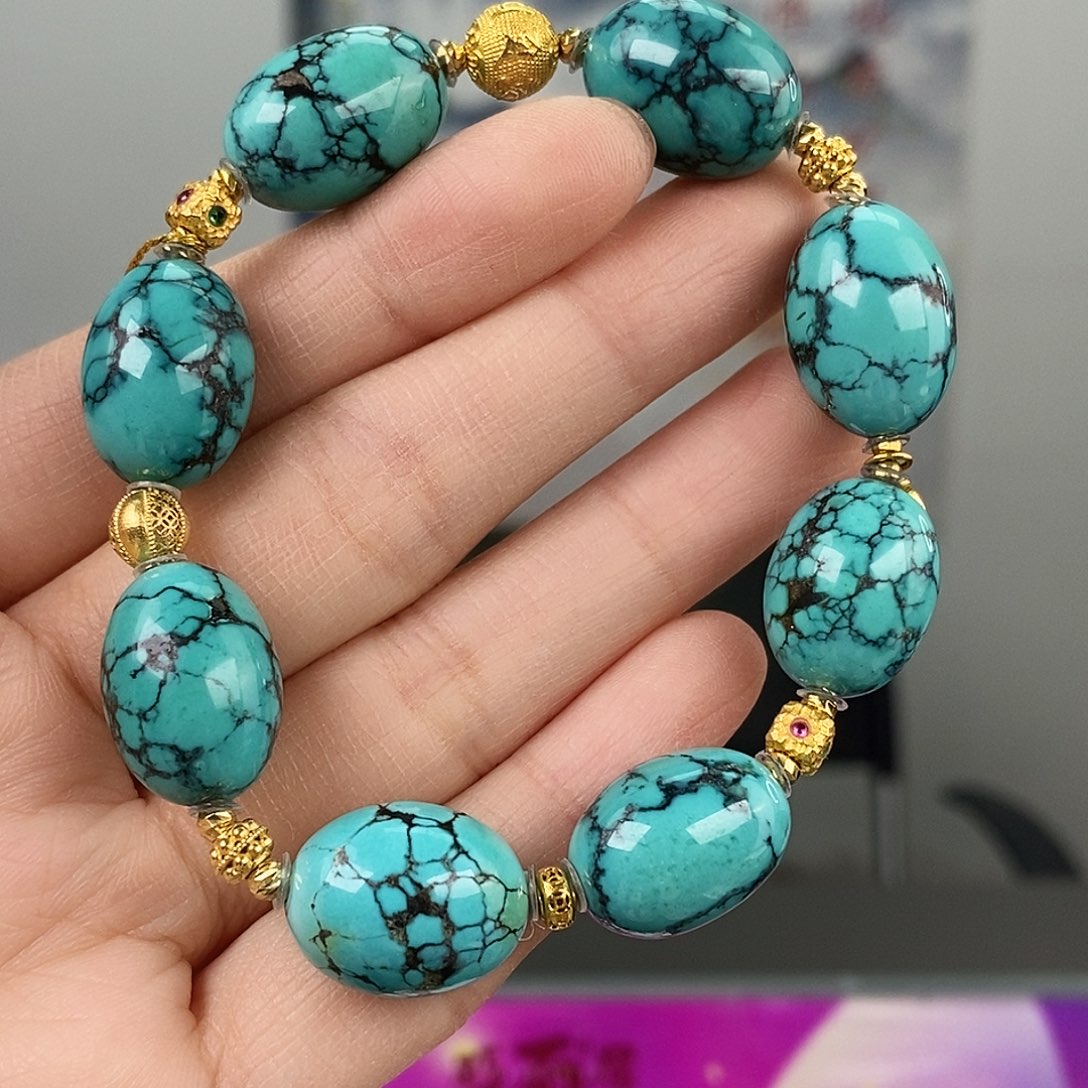 绿松石18K金镶嵌珠宝奇石