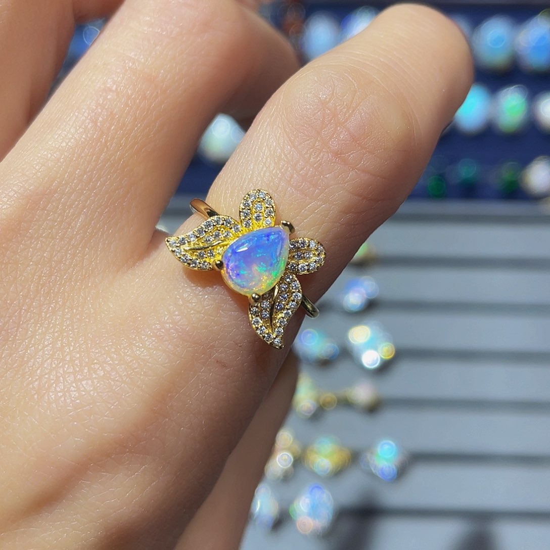 欧泊欧泊戒指换款不退银S925镶嵌@*