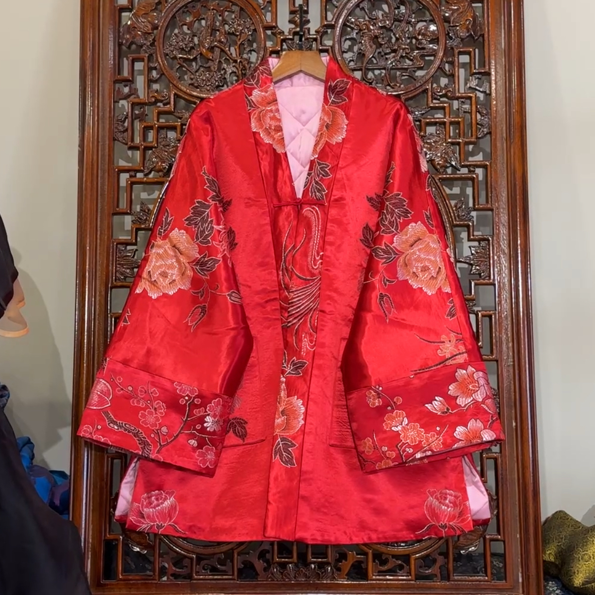 冬款老料织锦盘扣棉服外套