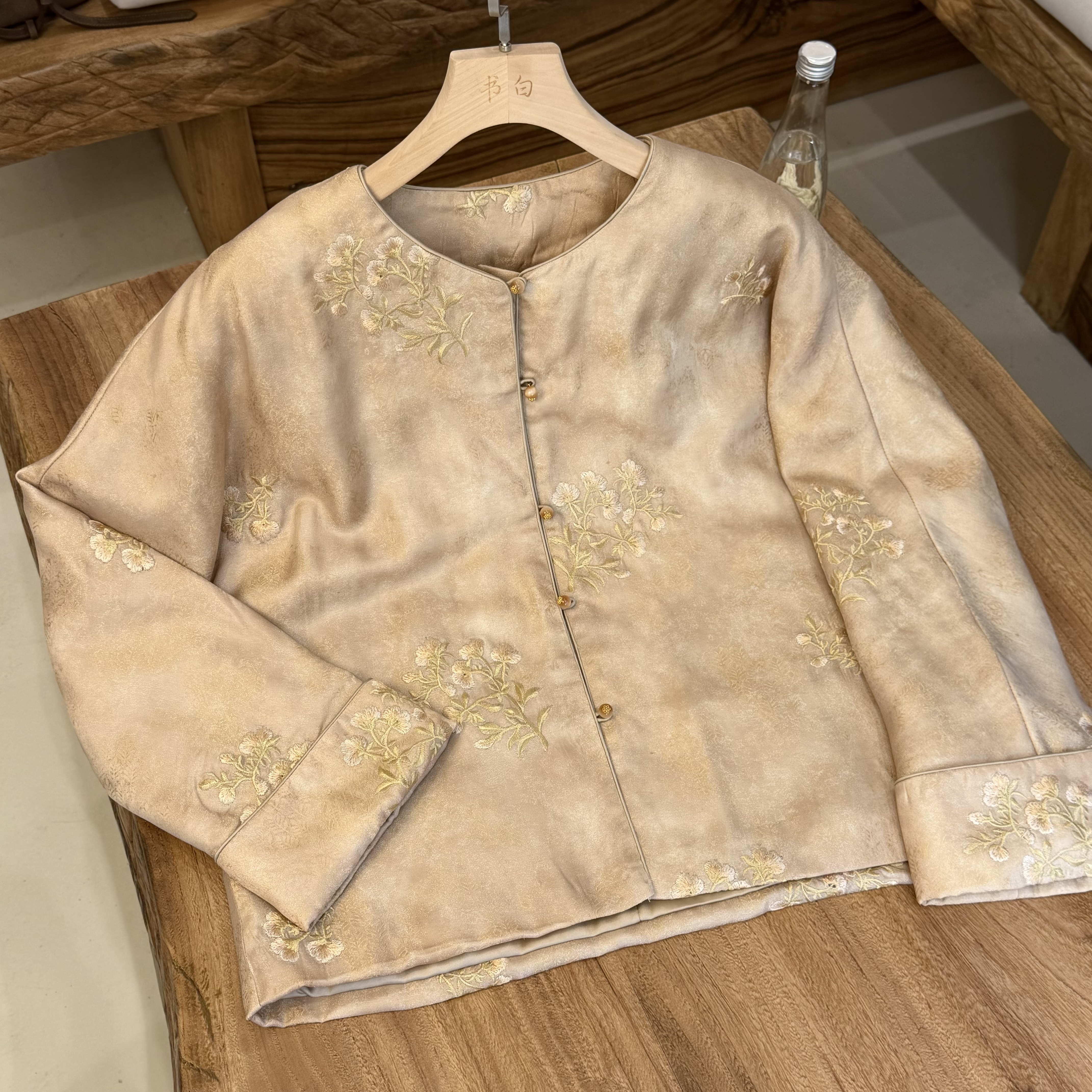 【霜降3.0】新中式桑蚕丝刺绣女式秋冬棉服暗金调显白温柔气质#89