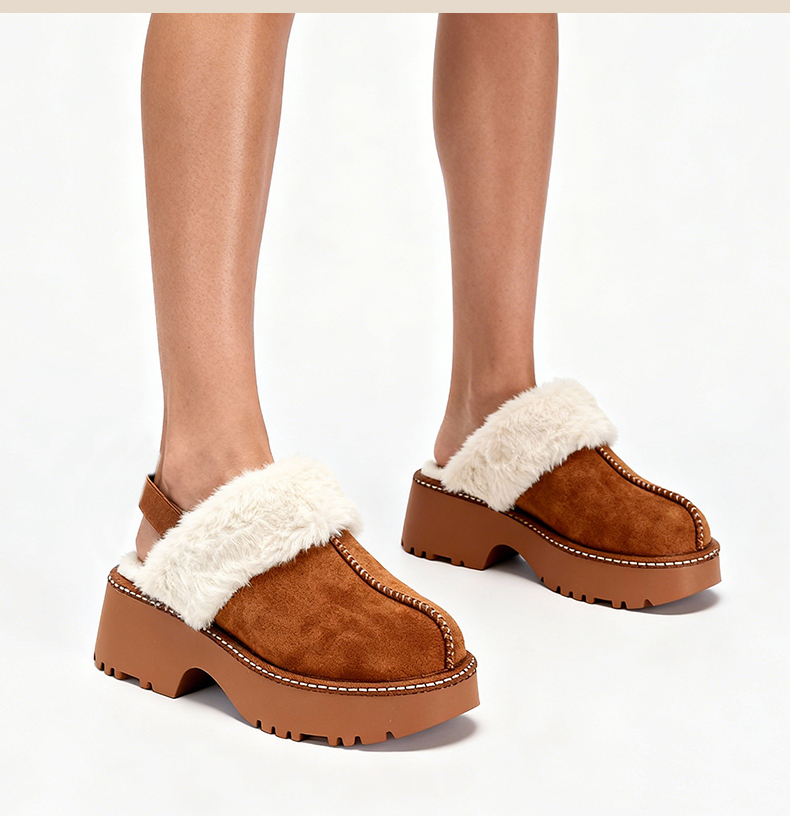 保暖时尚雪地靴灰色半拖雪地靴棉鞋雪地靴加厚冬季