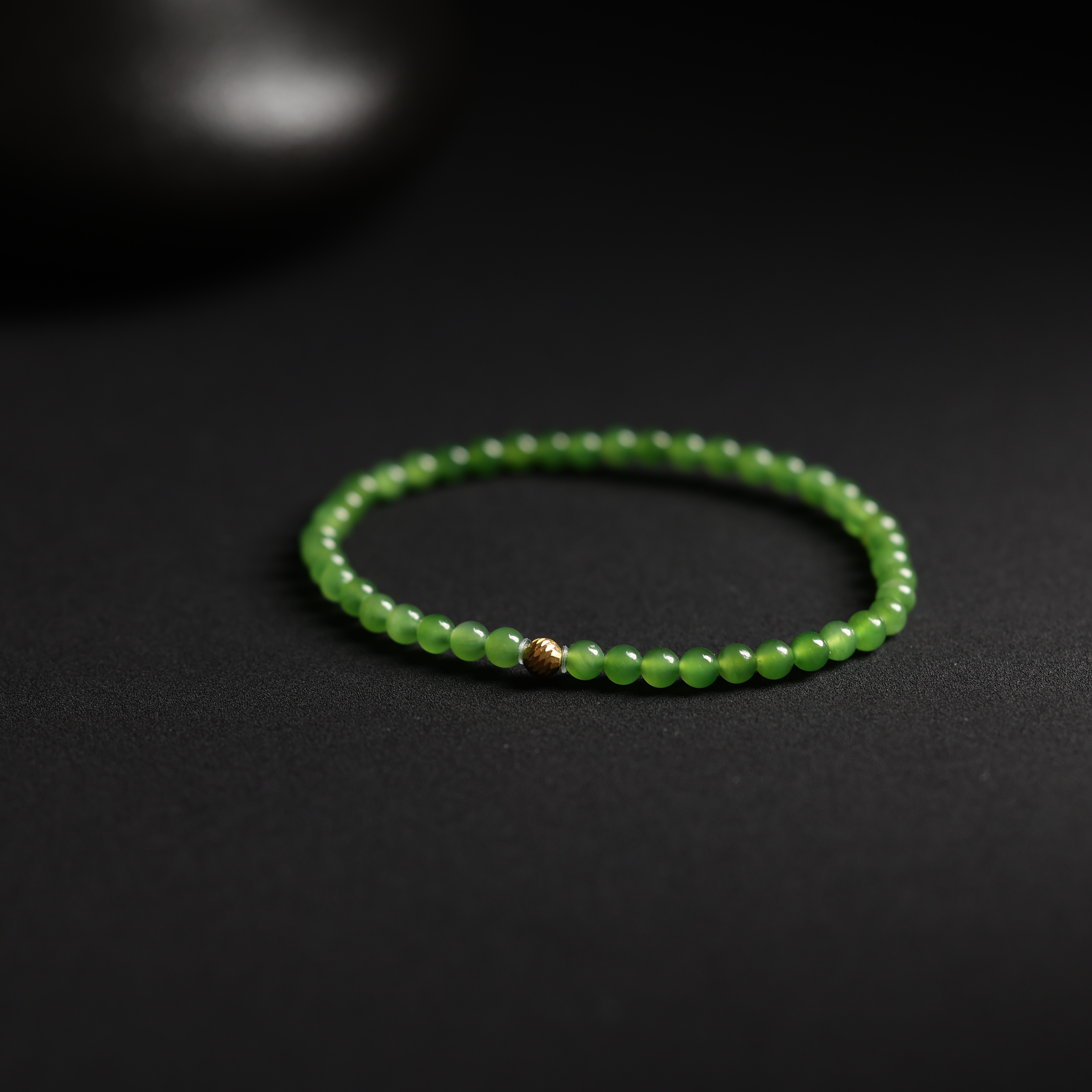 "扶光"严选精品和田玉冰底果阳绿 3mm+手串