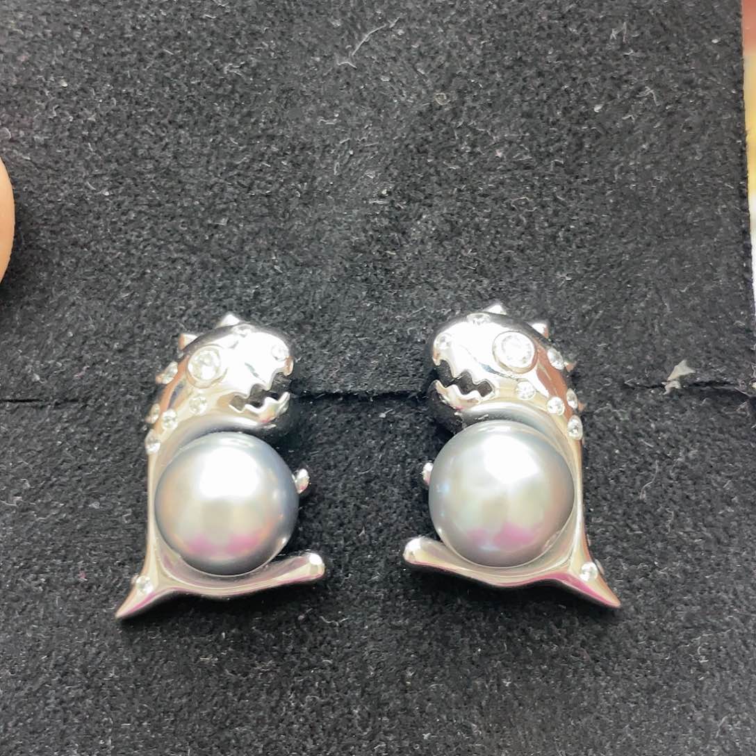 海水珍珠耳饰银S925镶嵌
