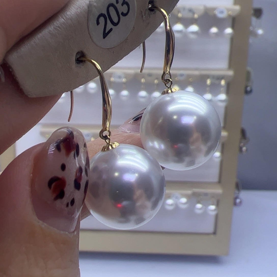 淡水珍珠耳饰18K金镶嵌