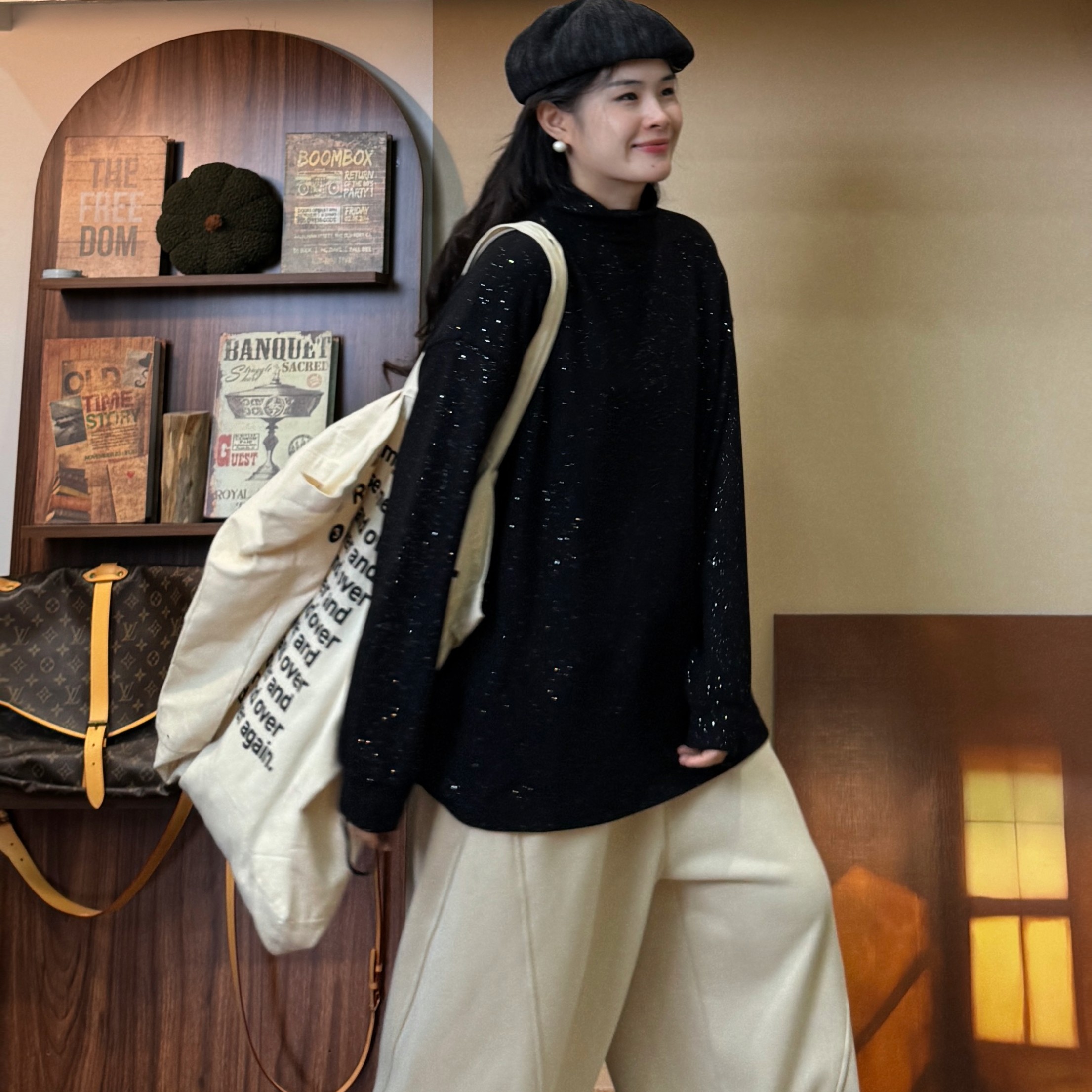 冬季新款宽松休闲百搭高领打底衫2125