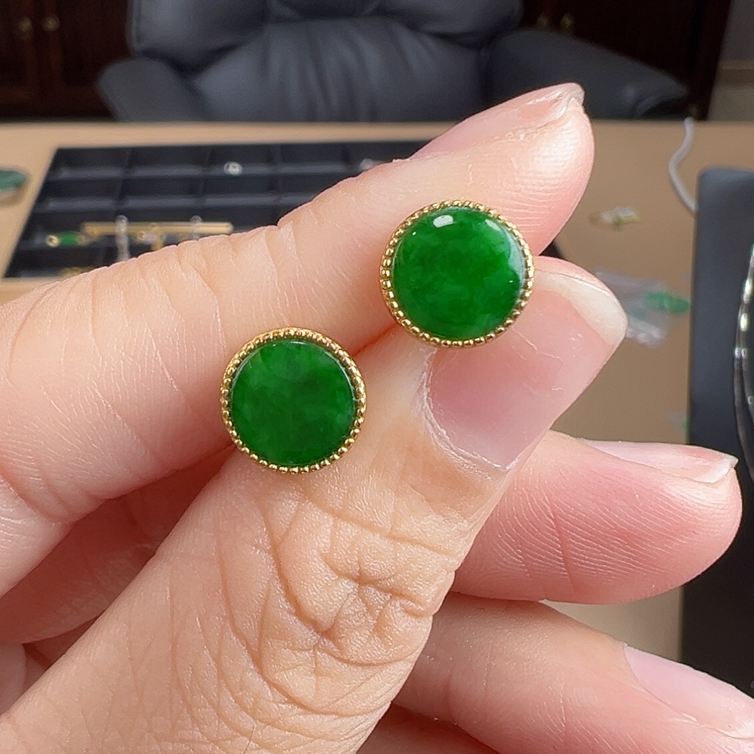 翡翠银S925镶嵌耳饰耳饰26